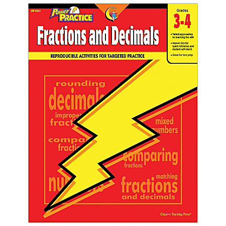 Creative Teaching Press® Power Practice Workbook, Fractions & Decimals, Grades 3-4