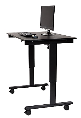 Luxor 48"W Wood Electric Standing Desk, Black Oak/Black