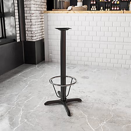 Flash Furniture Iron Restaurant Table X-Base With Bar-Height Column And Foot Ring, 42"H x 22"W x 30"D, Black