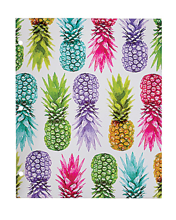 Divoga® 2-Pocket Paper Folder, Tropical Punch Collection, Letter Size, Colorful Pineapple