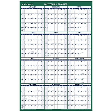 AT-A-GLANCE® 2027 Vertical Reversible Erasable Yearly Wall Calendars