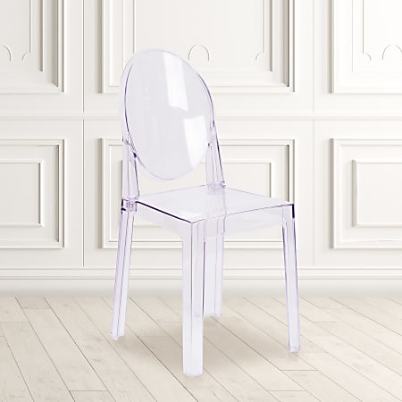 Flash Furniture Ghost Chairs With Oval Backs, Transparent Crystal, Pack Of 4 Chairs