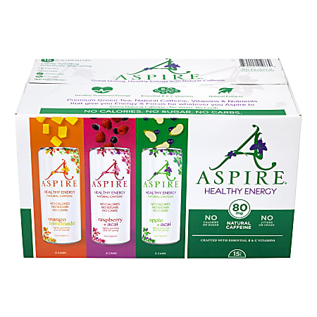 Aspire Energy Drink Variety Pack, 12 Oz, Pack Of 12 Cans