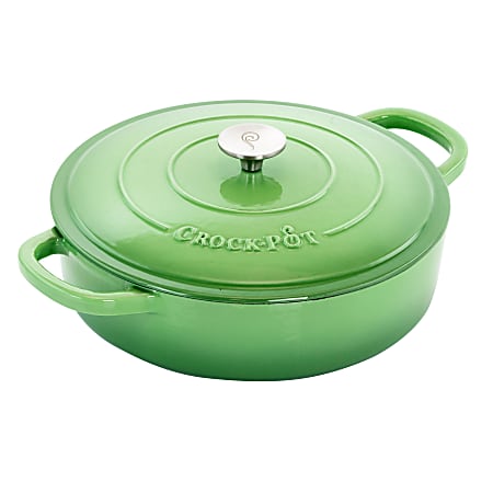 Crock-pot Artisan 5 qt. Round Pistachio Green Enameled Cast Iron Braiser Pan with Self Basting Lid