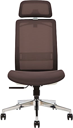 Sinfonia Sing Ergonomic Mesh High-Back Task Chair, Armless, Headrest, Copper/White