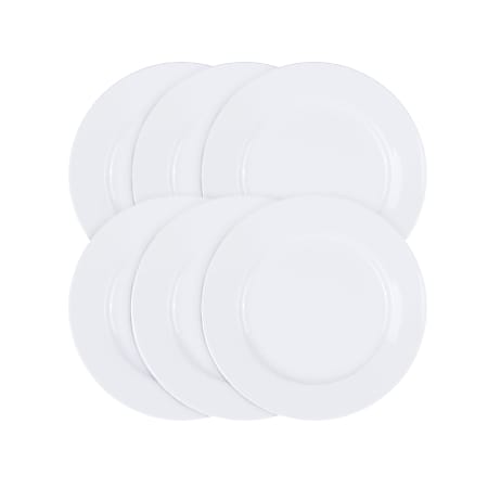 Our Table Porcelain Caterer Salad Plates, 8”, White, Set Of 6 Plates