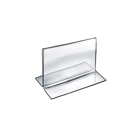 Azar Displays Double-Foot Acrylic Sign Holders, 3 1/2" x 5", Clear, Pack Of 10