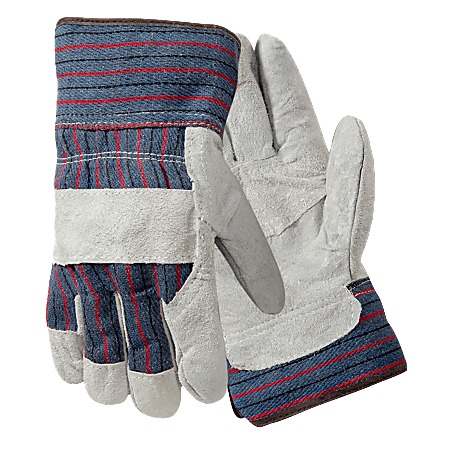 Wells Lamont R3 Safety Large Leather Palm Gloves, Gray/Blue/Red