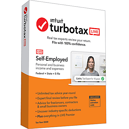 TurboTax® LIVE Self-Employed Federal + State + E-File 2020 Online