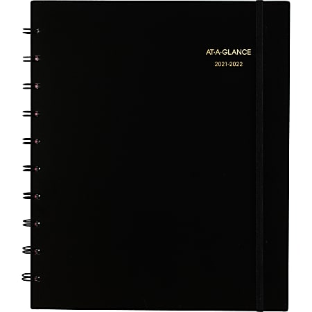 AT-A-GLANCE® Move-A-Page Academic Weekly/Monthly Planner, 9" x 11", Black, June 2021 To June 2022, 70957E05