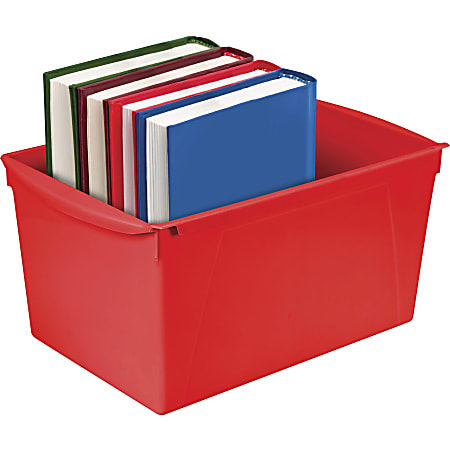 Storex Double XL Wide Book Bins, Medium Size, 7" x 9 13/16" x 14 1/2", Assorted Color, Carton Of 6