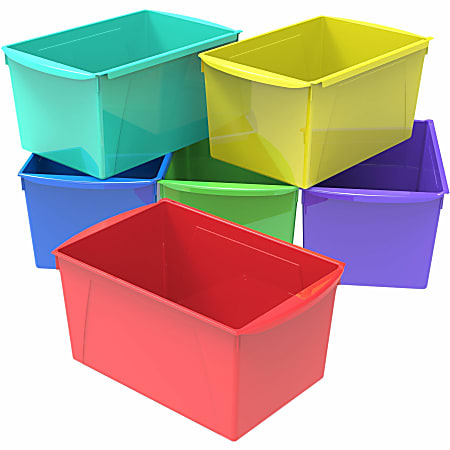 Office Depot Brand Small Storage Bin 5 H x 11 12 W x 7 78 D Assorted Colors  - Office Depot