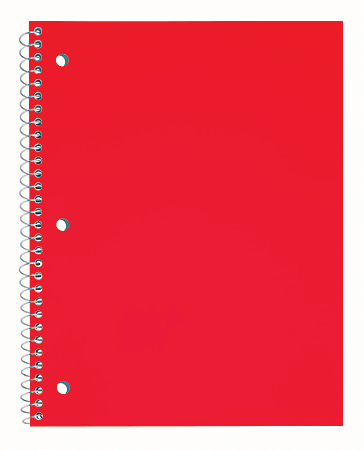 Just Basics® Poly Spiral Notebook, 8" x 10-1/2", 1 Subject, Wide Ruled, 70 Sheets, Red