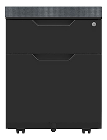 WorkPro® 21"D Vertical 2-Drawer Mobile File Cabinet With Seat Cushion, Metal, Black/Gray
