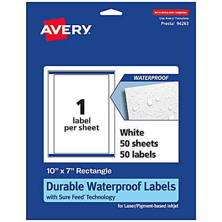 Avery® Waterproof Permanent Labels With Sure Feed®, 94263-WMF50,