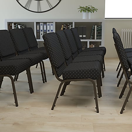 Flash Furniture HERCULES Series Stacking Church Chair, Black Dot/Gold Vein