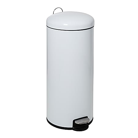Honey Can Do Retro Stainless Steel Kitchen Step Trash Can, 30L, White