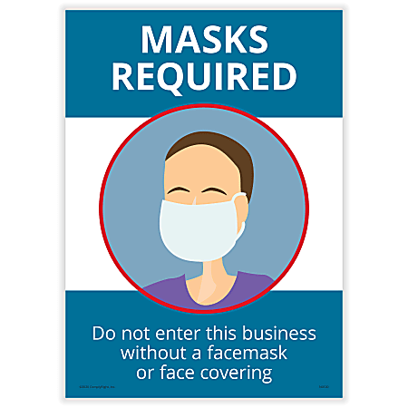 ComplyRight™ Masks Required Poster, English, 10" x 14"
