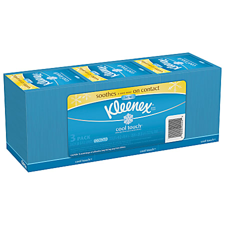 Kleenex® Cool Touch™ Facial Tissue, 50 Tissues Per Box, Pack Of 3
