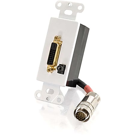 C2G RapidRun Digital DVI-D + 3.5mm Audio Passive Wall Plate - White