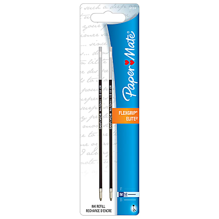 Paper Mate® FlexGrip® Elite™ Ultra Ballpoint Pen Refills, Medium Point, 1.0 mm, Black, Pack Of 2