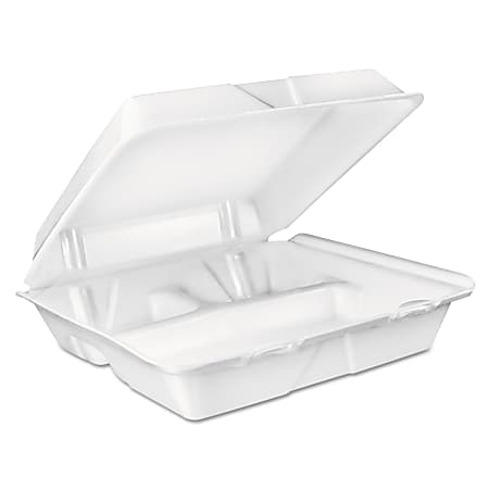 Dart 3 Compartment Foam Carryout Food Containers 8 Oz White Pack Of 200  Containers - Office Depot