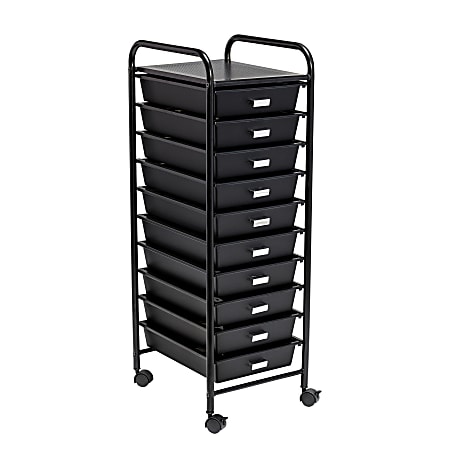 Honey Can Do Plastic 10-Drawer Rolling Storage Cart, 35 x 15 x 11, Black