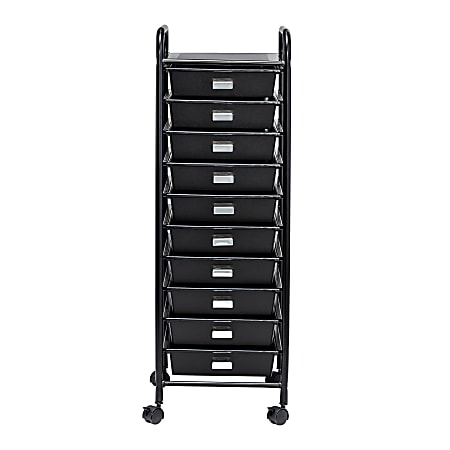 Honey Can Do Plastic 10 Drawer Rolling Storage Cart 35 x 15 x 11 Black -  Office Depot