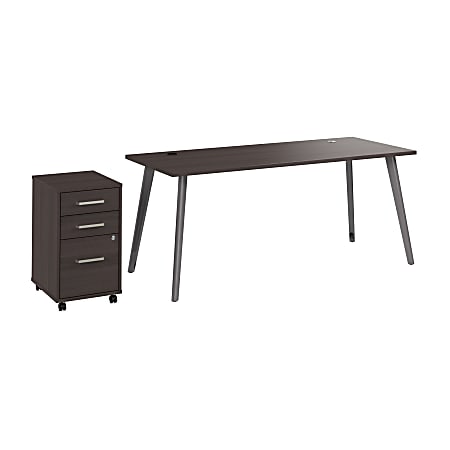 WorkPro Motiva 72"W Modern Office Desk With 3-Drawer Rolling File Cabinet, Storm Gray, Installation Included