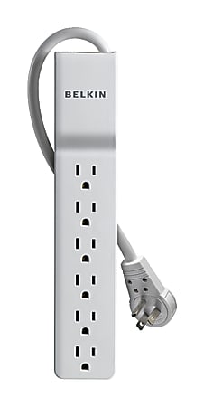 Belkin 6 Outlet Home/Office Surge Protector - Rotating Plug - 6 foot Cable -White - 720 Joules - 6 - 720 J