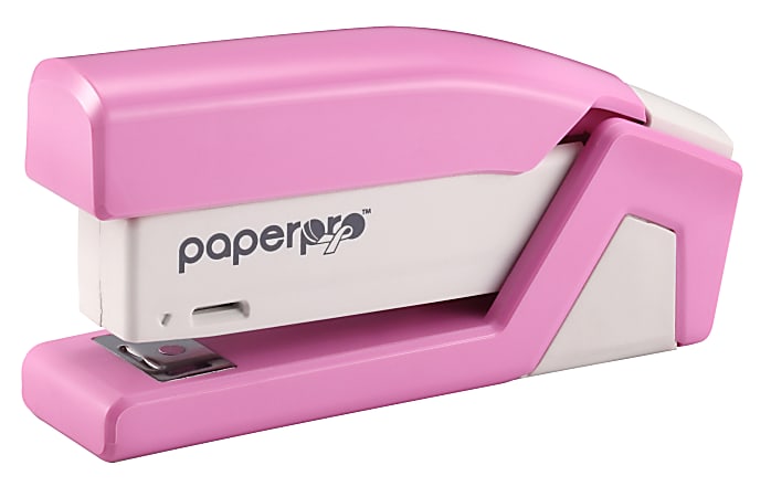 Bostitch InCourage™ Spring-Powered Compact Stapler, 20 Sheet-Capacity, Pink/White