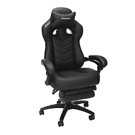 RESPAWN 110 Pro Ergonomic Gaming Chair with Footrest, Headrest Pillow, Reclining Backrest, Black RSP110V2BLK