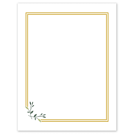 Avery® Printable Cards, S00-DPG-PRMWC10, Rectangle, 8-1/2" x 11", Matte White, Preprinted Double Gold Border with Florals Design, Pack Of 10