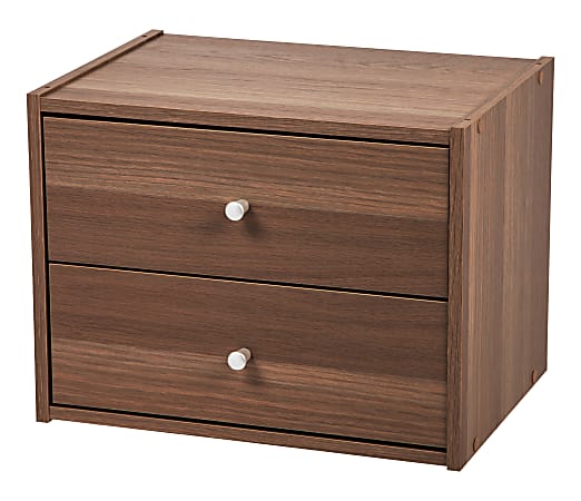 IRIS TACHI 13"H Modular Stacking Storage Box With Drawers, Dark Brown