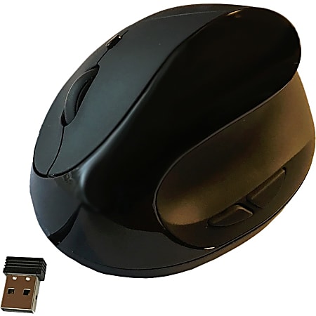 COMFI II WIRELESS ERGONOMIC COMPUTER MOUSE BLACK - Optical - Wireless - Black - USB - 2000 dpi - Scroll Wheel - 5 Button(s) - Right-handed - 1