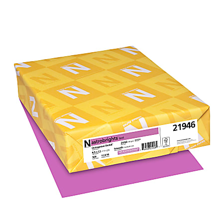 Astrobrights® Color Multi-Use Printer & Copy Paper, 1 Ream, Outrageous Orchid, Letter (8.5" x 11"), 500 Sheets Per Ream, 24 Lb, 94 Brightness