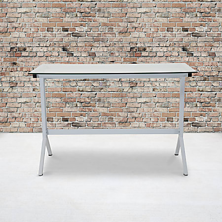 Flash Furniture 44"W Glass Computer Desk With Metal Frame, Clear/White