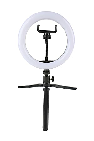 Realspace 6 LED Ring Light With Clip On Monitor Mount Or Tripod Stand  Adjustable 9 58 H Black - Office Depot