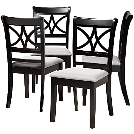 Baxton Studio Clarke Dining Chairs, Gray/Espresso Brown, Set