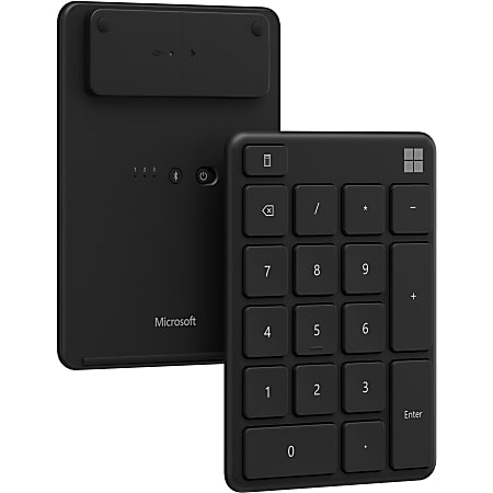 Microsoft Keypad - Wireless Connectivity - Bluetooth - 32.81 ft - 2.40 GHz Calculator Hot Key(s) - PC - CR2032 Battery Size Supported - Matte Black