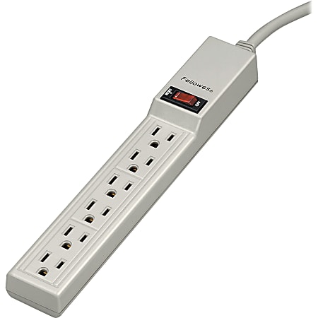 Fellowes® 6-Outlet Power Strip, 4' Cord, Beige