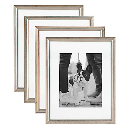 Kate and Laurel Adlynn Wall Frame, 11x14/8x10, Silver, 4 Pack