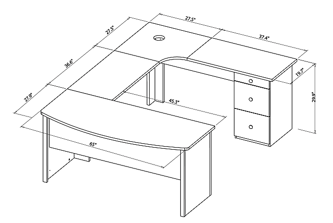 Realspace® Broadstreet 65"W U-Shaped Executive Corner Desk, Cherry