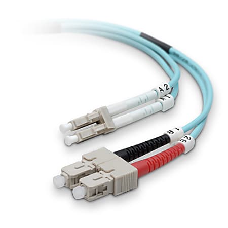 Belkin 10 Gb Fiber Optic Duplex Cable - LC Male - SC Male - 98.43ft - Aqua