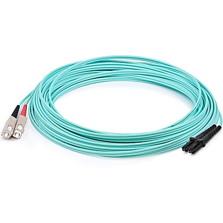 AddOn 10m MT-RJ (Male) to SC (Male) Aqua OM3 Duplex Fiber OFNR (Riser-Rated) Patch Cable - 100% compatible and guaranteed to work