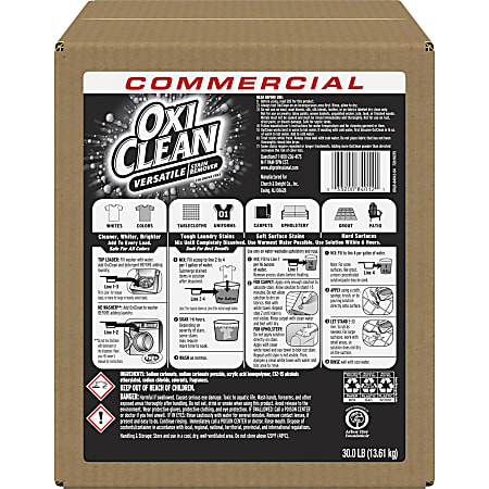 OxiClean Versatile Stain Remover - 480 oz (30 lb) - Versatile, Chlorine-free, Color Safe - White - 1 Each