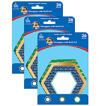 Carson Dellosa Education Cut Outs One World Hexagons With Gold Foil 36 ...