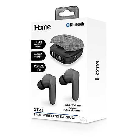 Bytech iHome XT-22 True Wireless Bluetooth In-Ear Earbuds, Silver, HMAUBE237SL