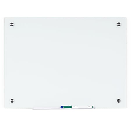 Bi-silque Dry-Erase Glass Board - 36" (3 ft) Width x 48" (4 ft) Height - White Glass Surface - Rectangle - Horizontal/Vertical - 1 Each