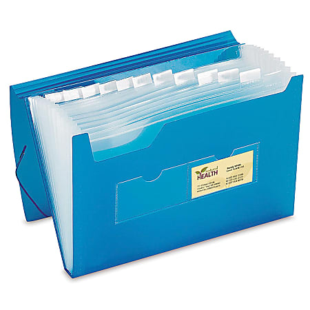 Office Depot® Brand Polypropylene File, 13 Pocket, Expansion 12", 8 1/2" x 11", Letter, Blue, Pack of 1